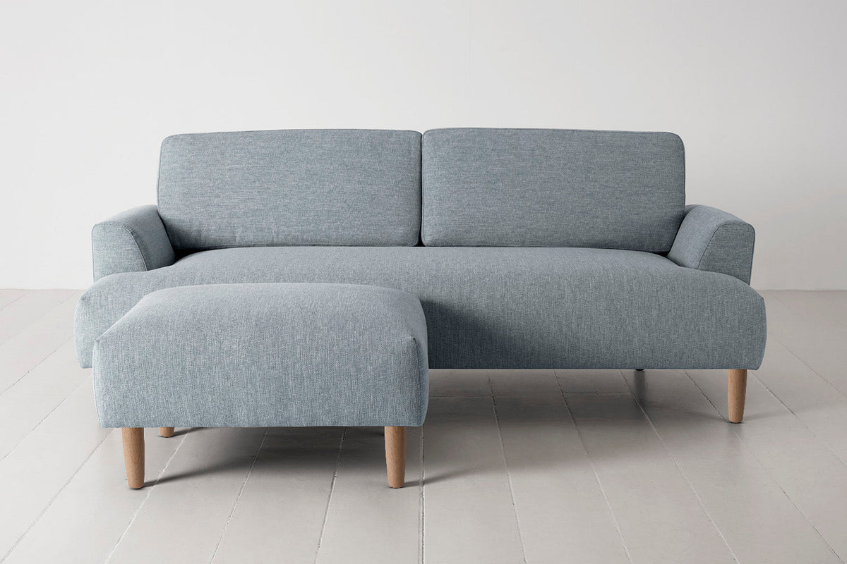 Model 05 3-Seater Sofa with Ottoman, Oak / Seaglass