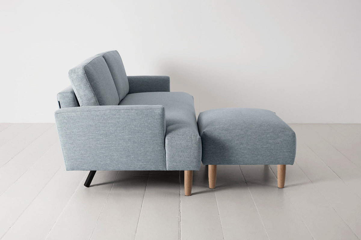 Model 05 3-Seater Sofa with Ottoman, Oak / Seaglass
