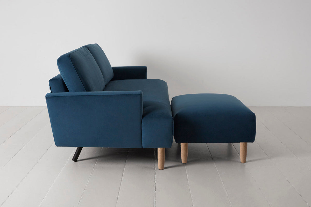 Model 05 3-Seater Sofa with Ottoman, Oak / Teal