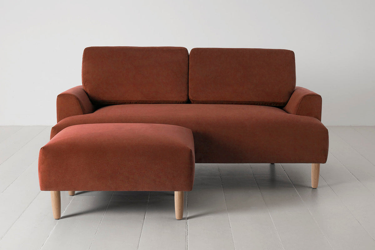 Model 05 2-Seater Sofa with Ottoman, Oak / Brick