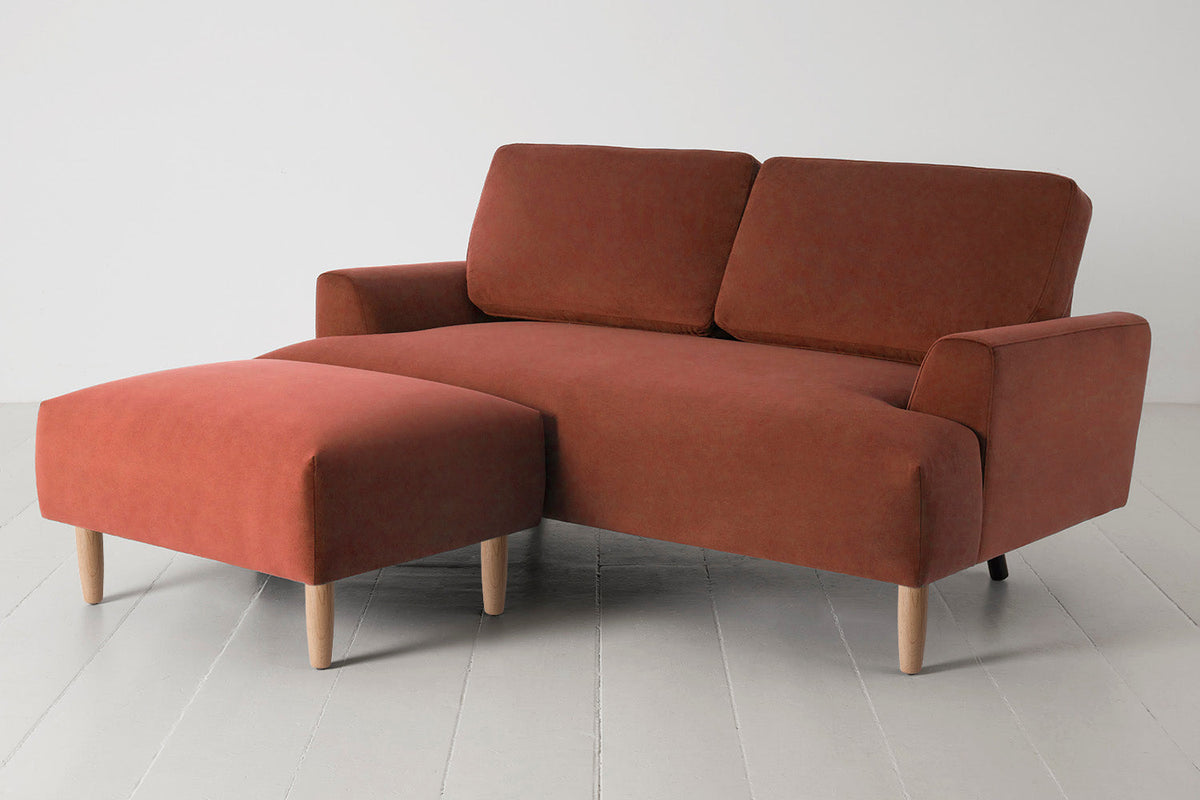 Model 05 2-Seater Sofa with Ottoman, Oak / Brick