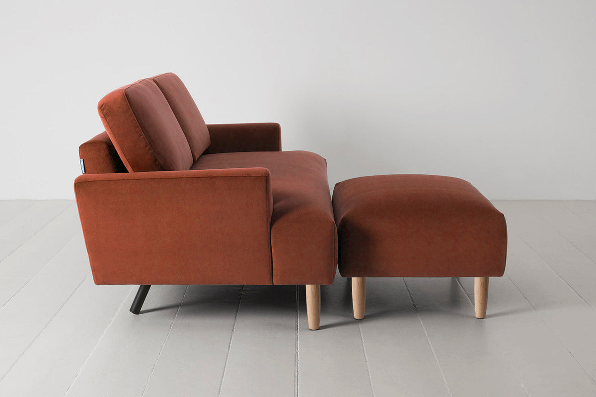 Model 05 2-Seater Sofa with Ottoman, Oak / Brick