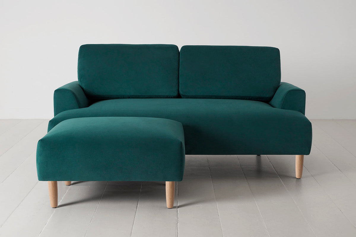 Model 05 2-Seater Sofa with Ottoman, Oak / Kingfisher