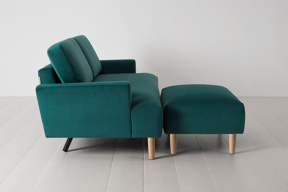 Model 05 2-Seater Sofa with Ottoman, Oak / Kingfisher