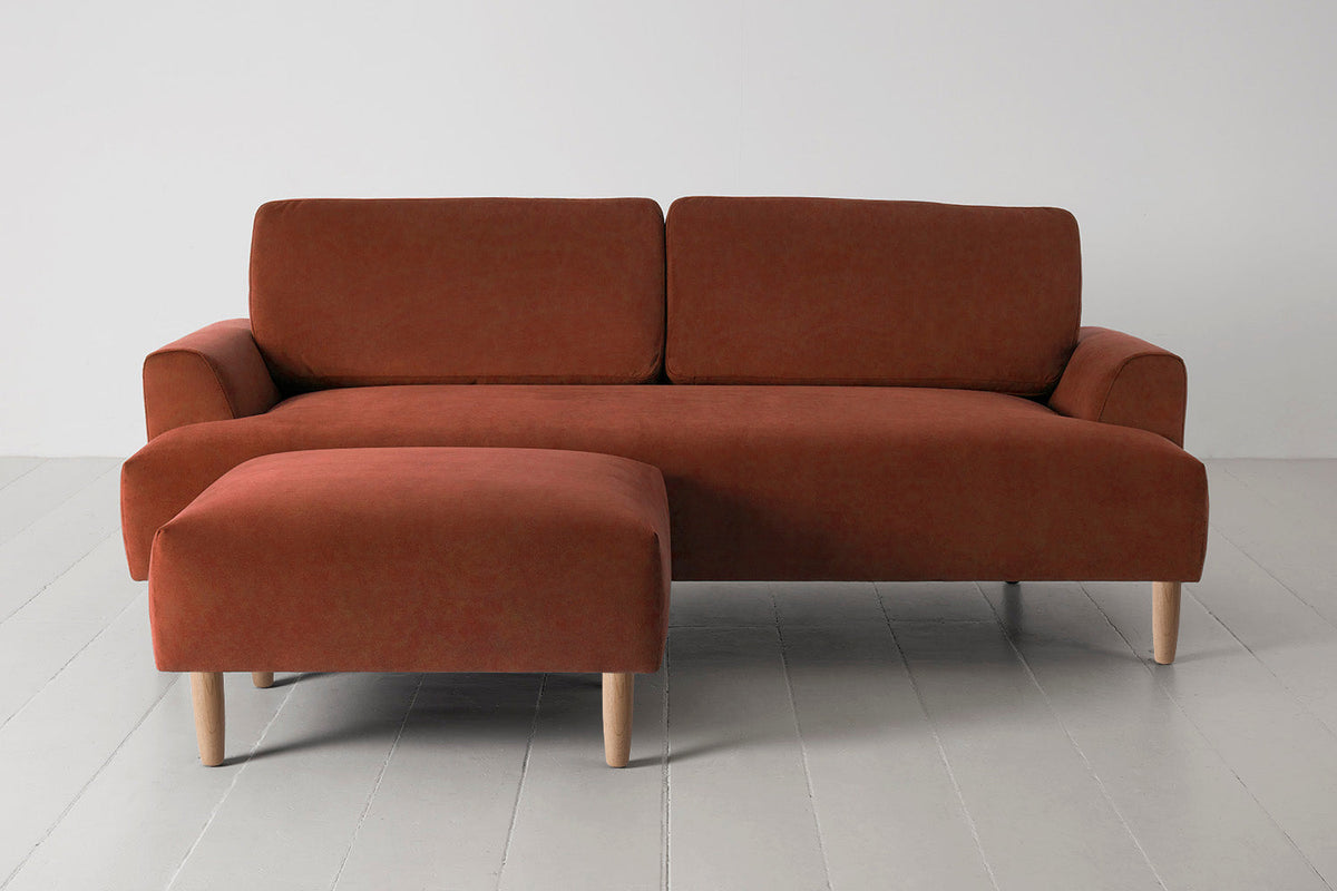 Model 05 3-Seater Sofa with Ottoman, Oak / Brick