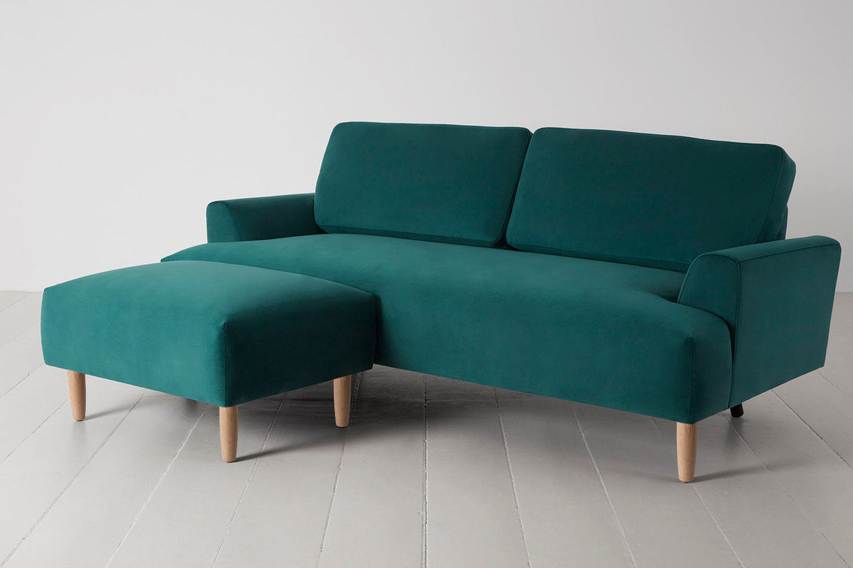 Model 05 3-Seater Sofa with Ottoman, Oak / Kingfisher