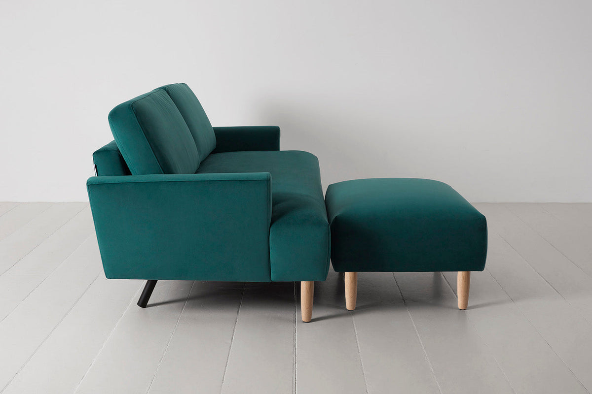 Model 05 3-Seater Sofa with Ottoman, Oak / Kingfisher