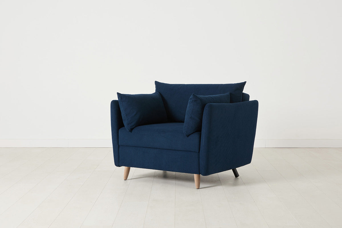 Model 08 Chair Bed Single Sofa Bed, Oak / Atlantic