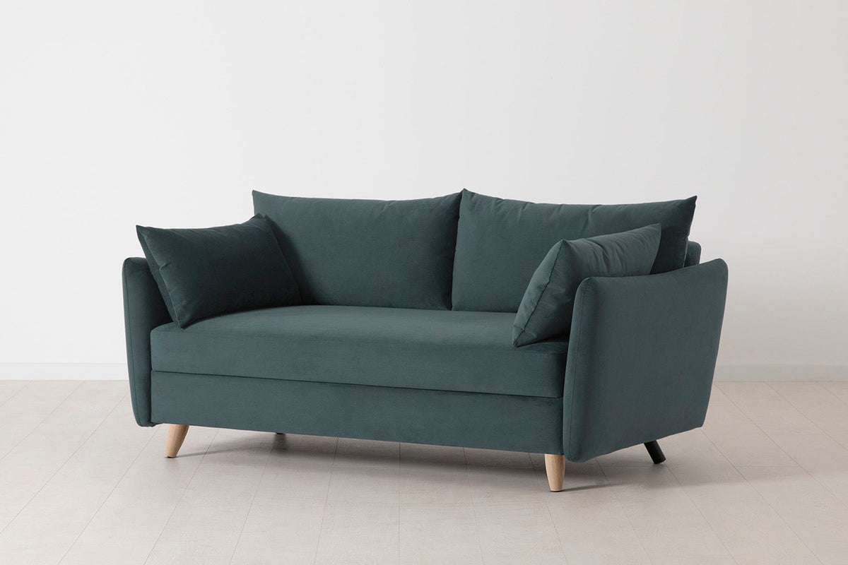 Model 08 Sofa Bed 2.5 Seater, Oak / Petrol