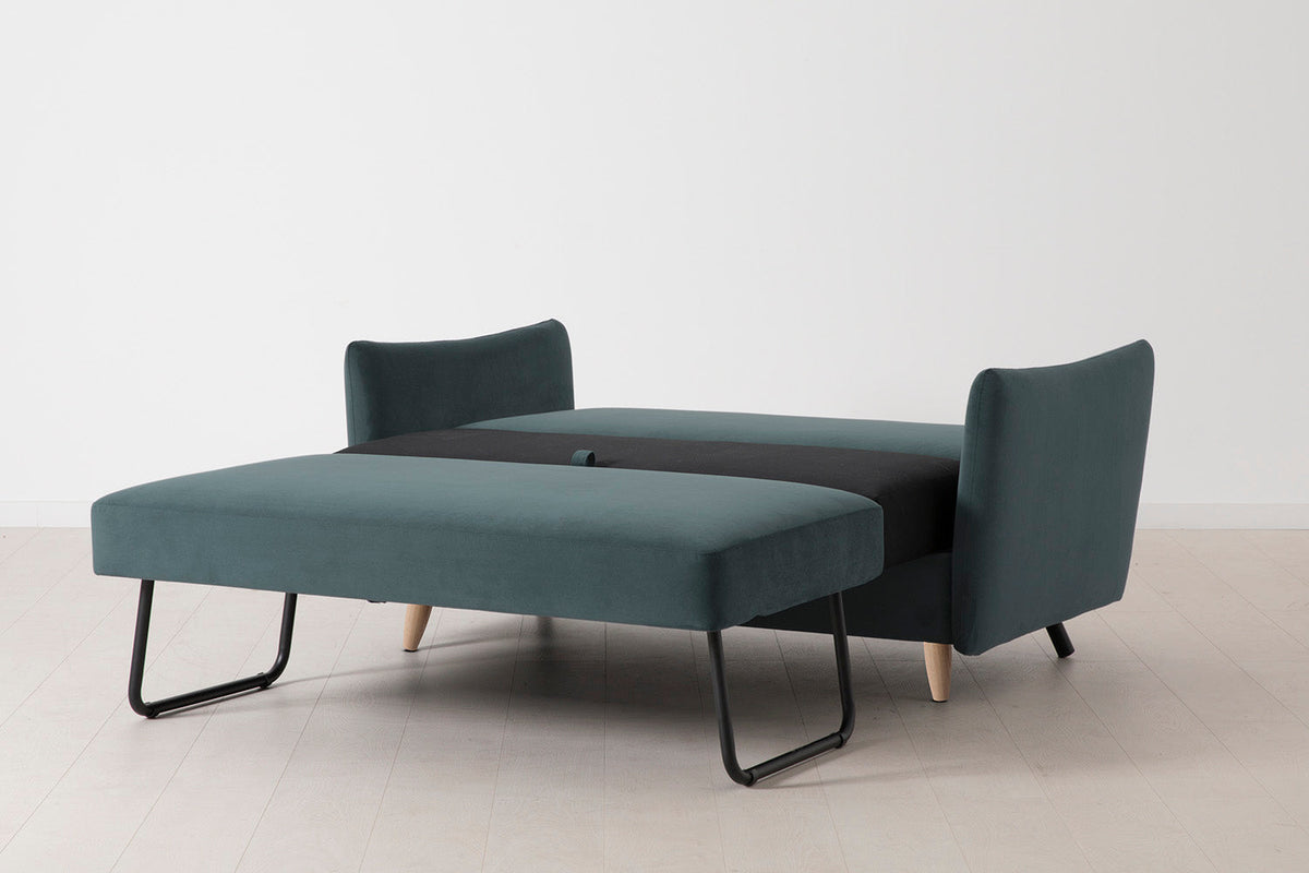 Model 08 Sofa Bed 2 Seater, Oak / Petrol