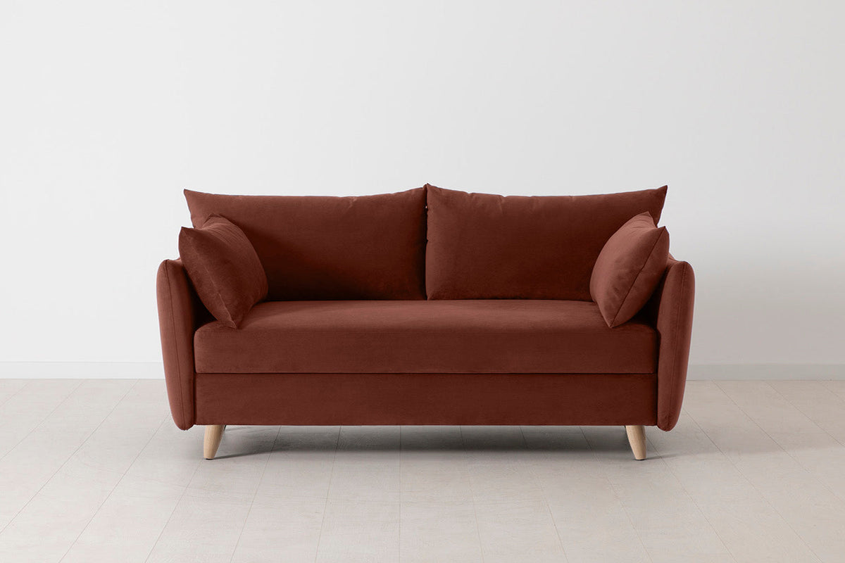 Model 08 Sofa Bed 2.5 Seater, Oak / Brick