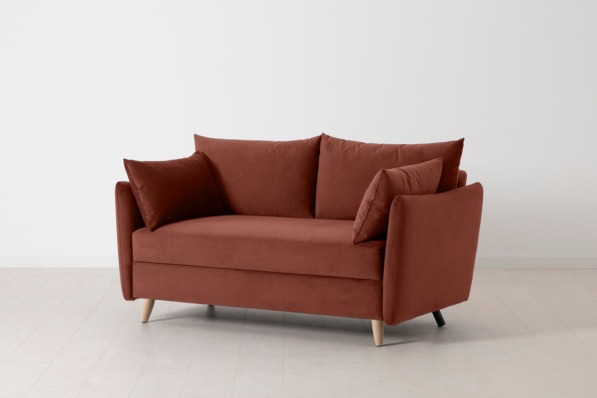 Model 08 Sofa Bed 2 Seater, Oak / Brick