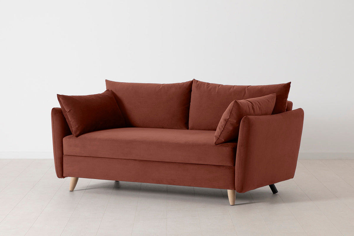 Model 08 Sofa Bed 2.5 Seater, Oak / Brick