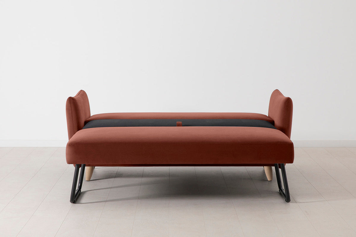 Model 08 Sofa Bed 2.5 Seater, Oak / Brick