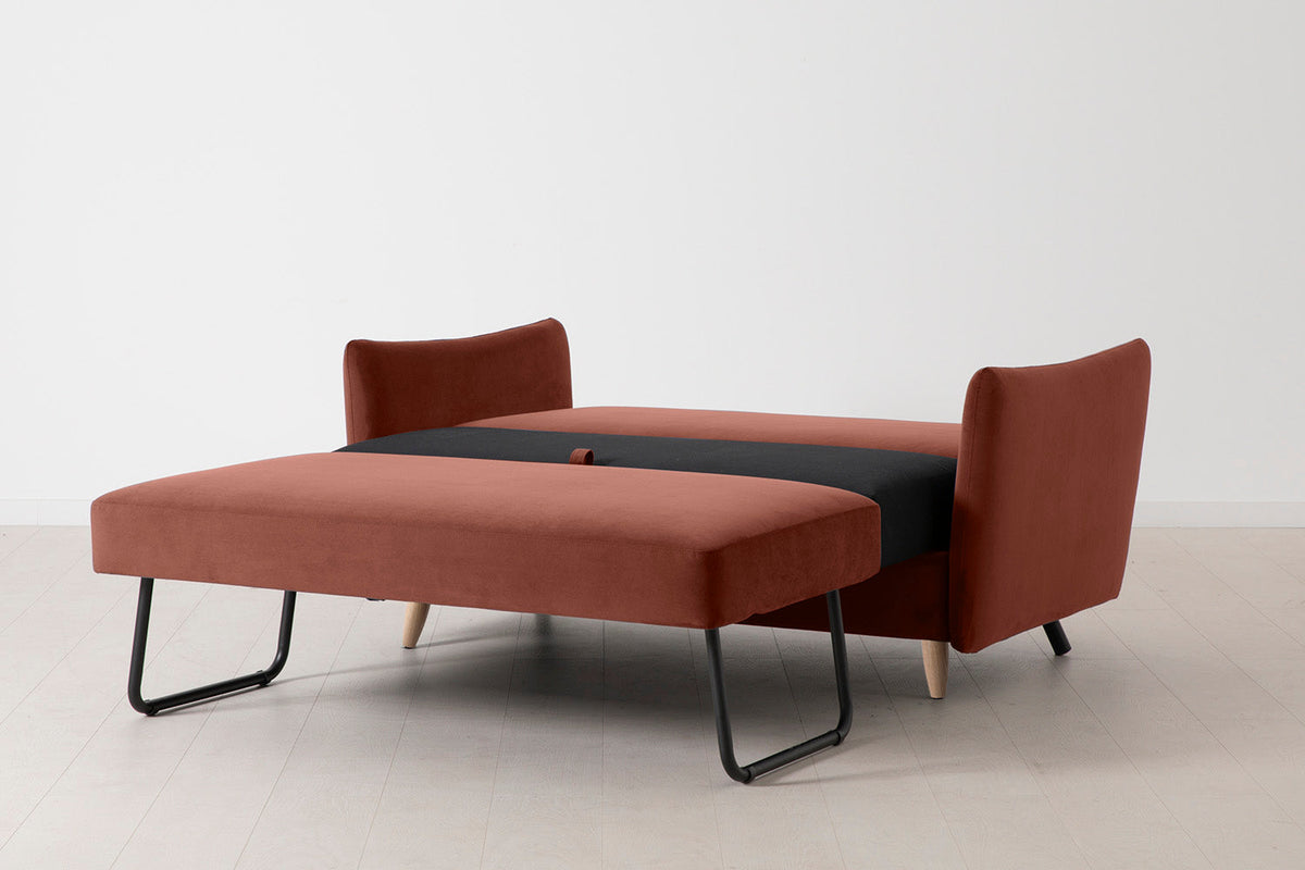 Model 08 Sofa Bed 2 Seater, Oak / Brick