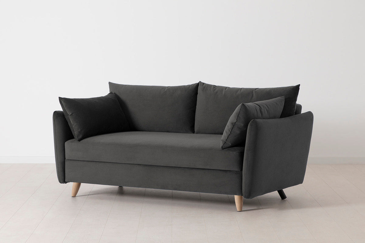 Model 08 Sofa Bed 2.5 Seater, Oak / Charcoal