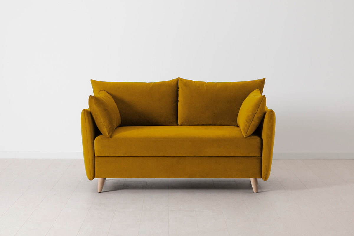 Model 08 Sofa Bed 2 Seater, Oak / Mustard
