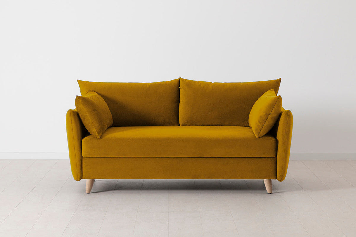 Model 08 Sofa Bed 2.5 Seater, Oak / Mustard