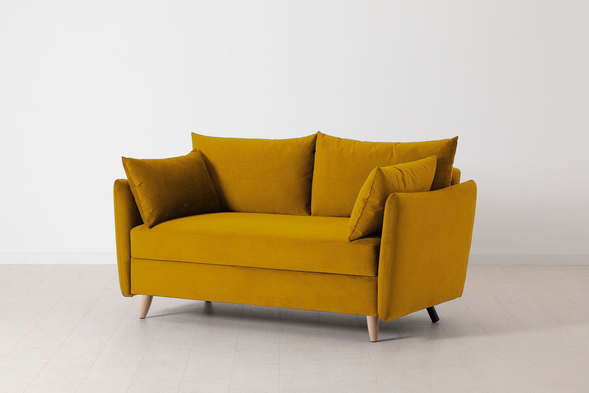Model 08 Sofa Bed 2 Seater, Oak / Mustard