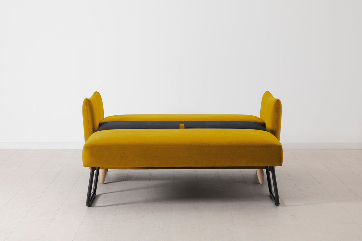 Model 08 Sofa Bed 2 Seater, Oak / Mustard