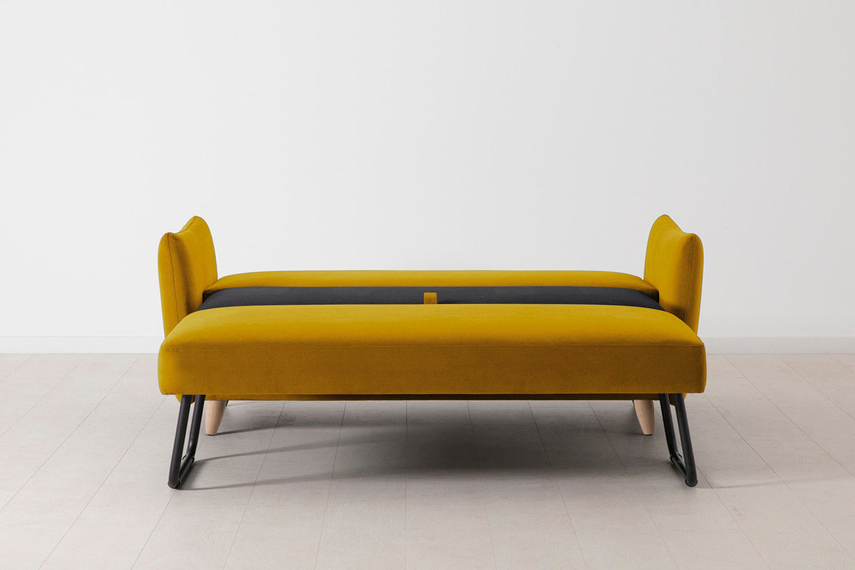 Model 08 Sofa Bed 2.5 Seater, Oak / Mustard