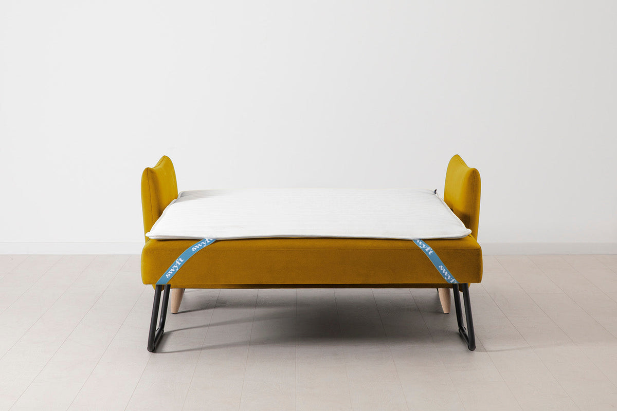 Model 08 Sofa Bed 2 Seater, Oak / Mustard