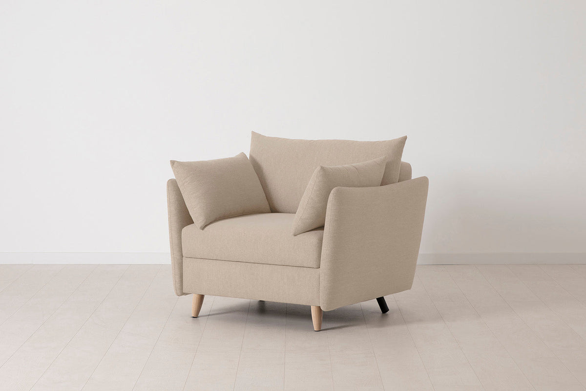 Model 08 Chair Bed Single Sofa Bed, Oak / Oatmeal