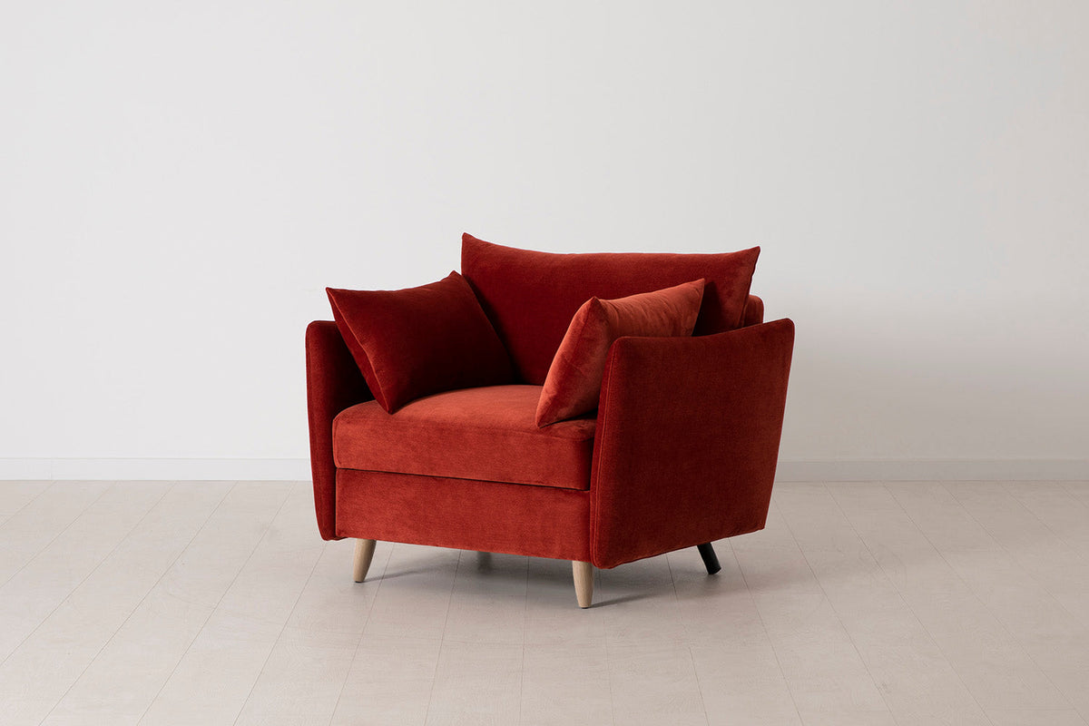 Model 08 Chair Bed Single Sofa Bed, Oak / Harissa