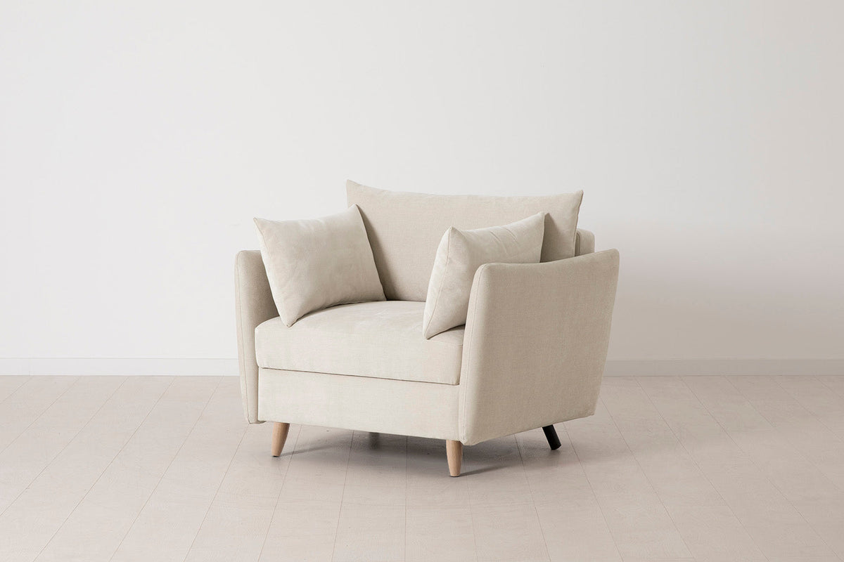 Model 08 Chair Bed Single Sofa Bed, Oak / Chalk