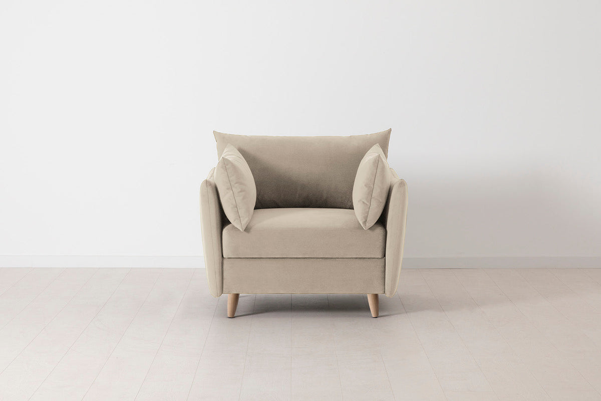 Model 08 Chair Bed Single Sofa Bed, Oak / Bone