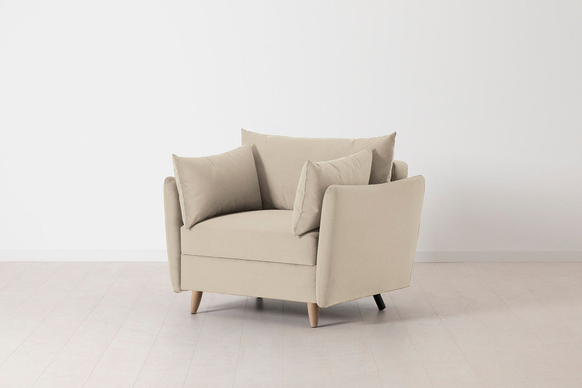 Model 08 Chair Bed Single Sofa Bed, Oak / Bone