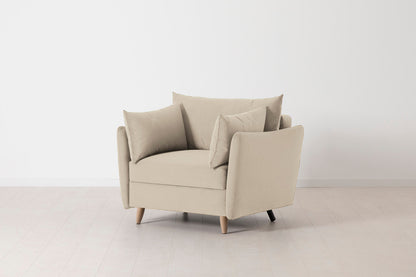 Model 08 Chair Bed Single Sofa Bed, Oak / Bone