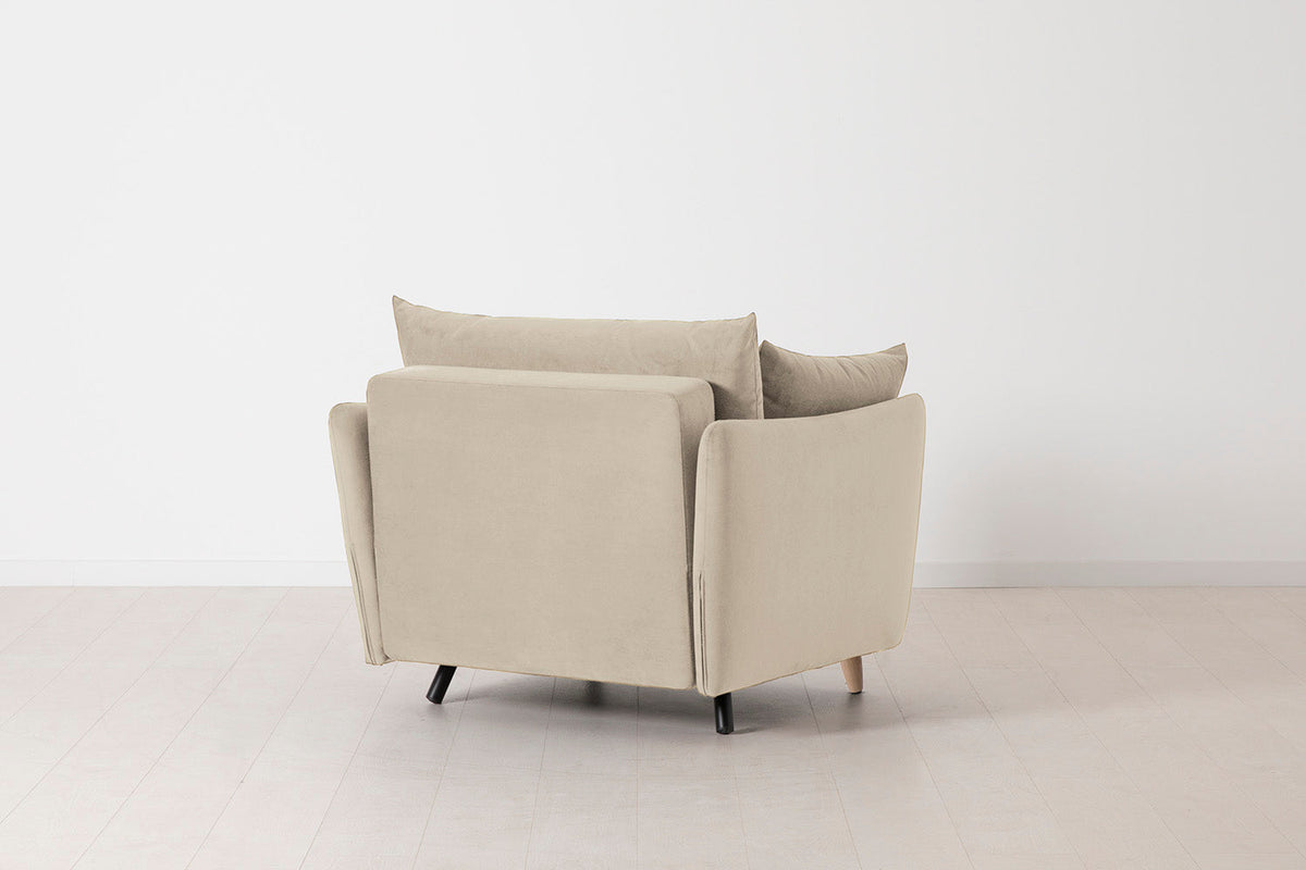 Model 08 Chair Bed Single Sofa Bed, Oak / Bone