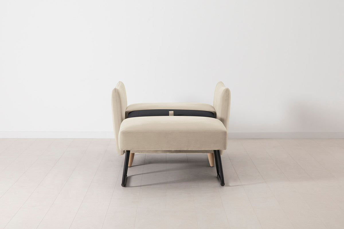 Model 08 Chair Bed Single Sofa Bed, Oak / Bone