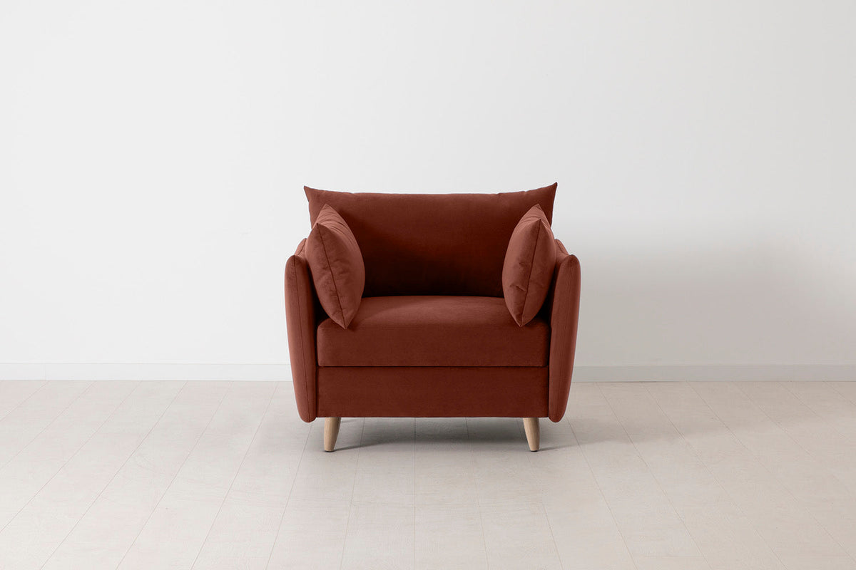 Model 08 Chair Bed Single Sofa Bed, Oak / Brick