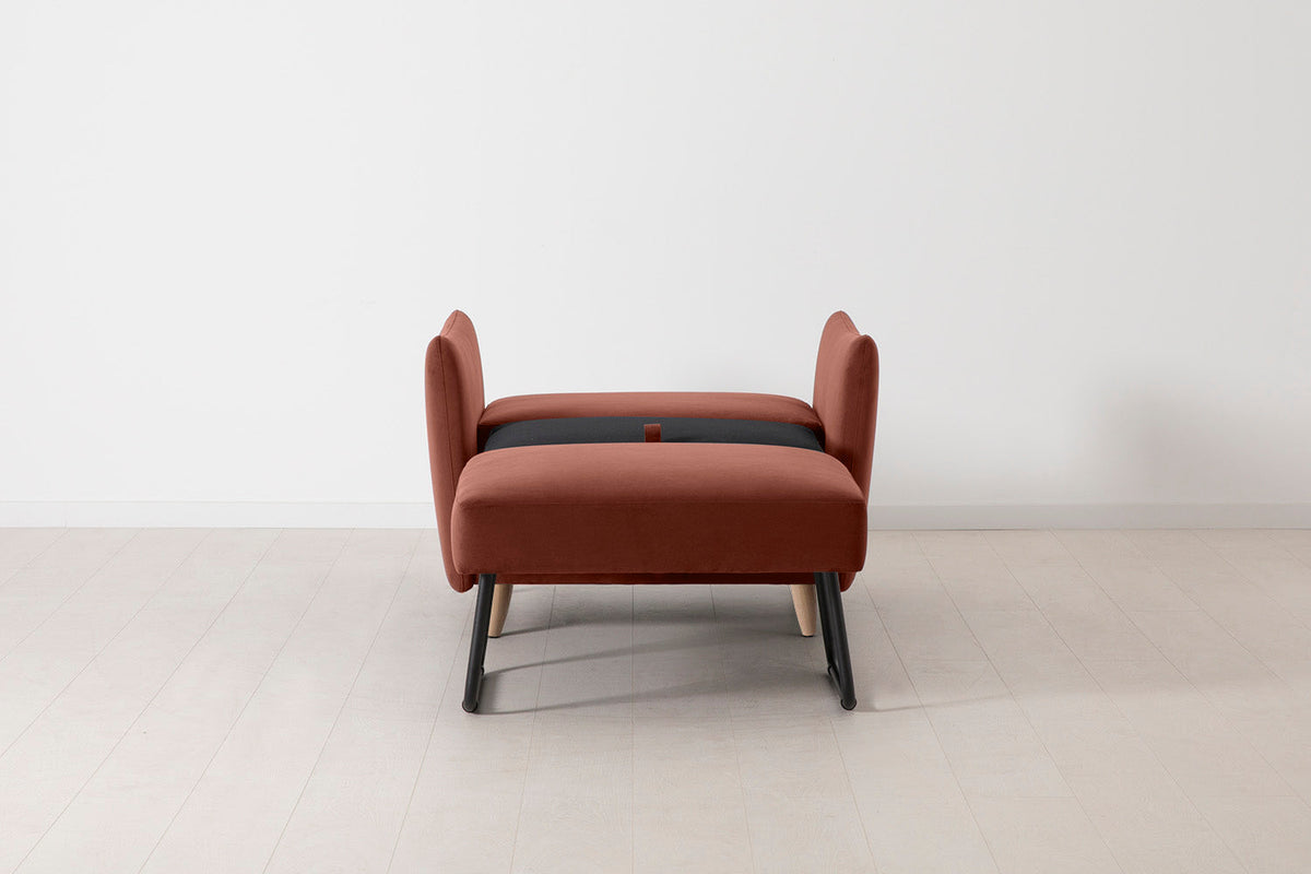 Model 08 Chair Bed Single Sofa Bed, Oak / Brick