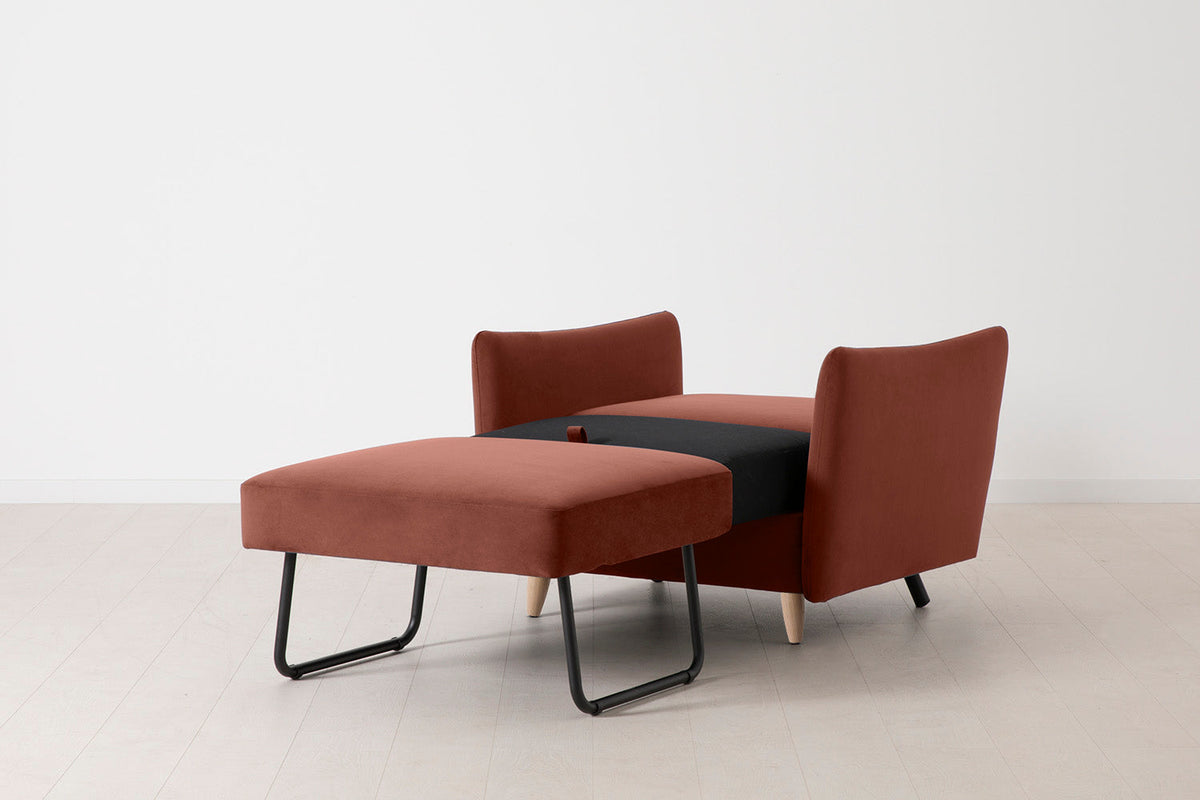 Model 08 Chair Bed Single Sofa Bed, Oak / Brick