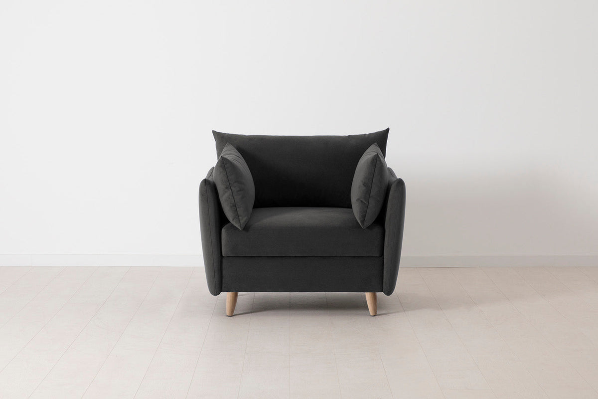 Model 08 Chair Bed Single Sofa Bed, Oak / Charcoal