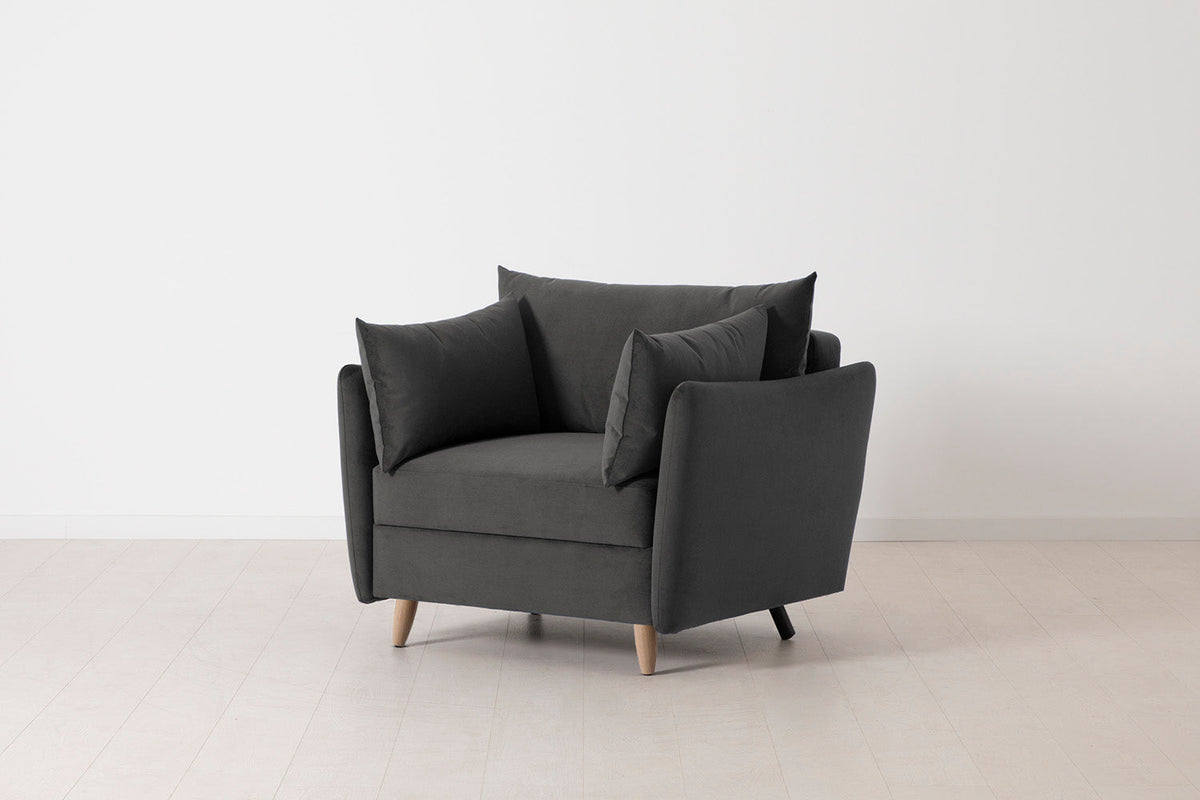Model 08 Chair Bed Single Sofa Bed, Oak / Charcoal