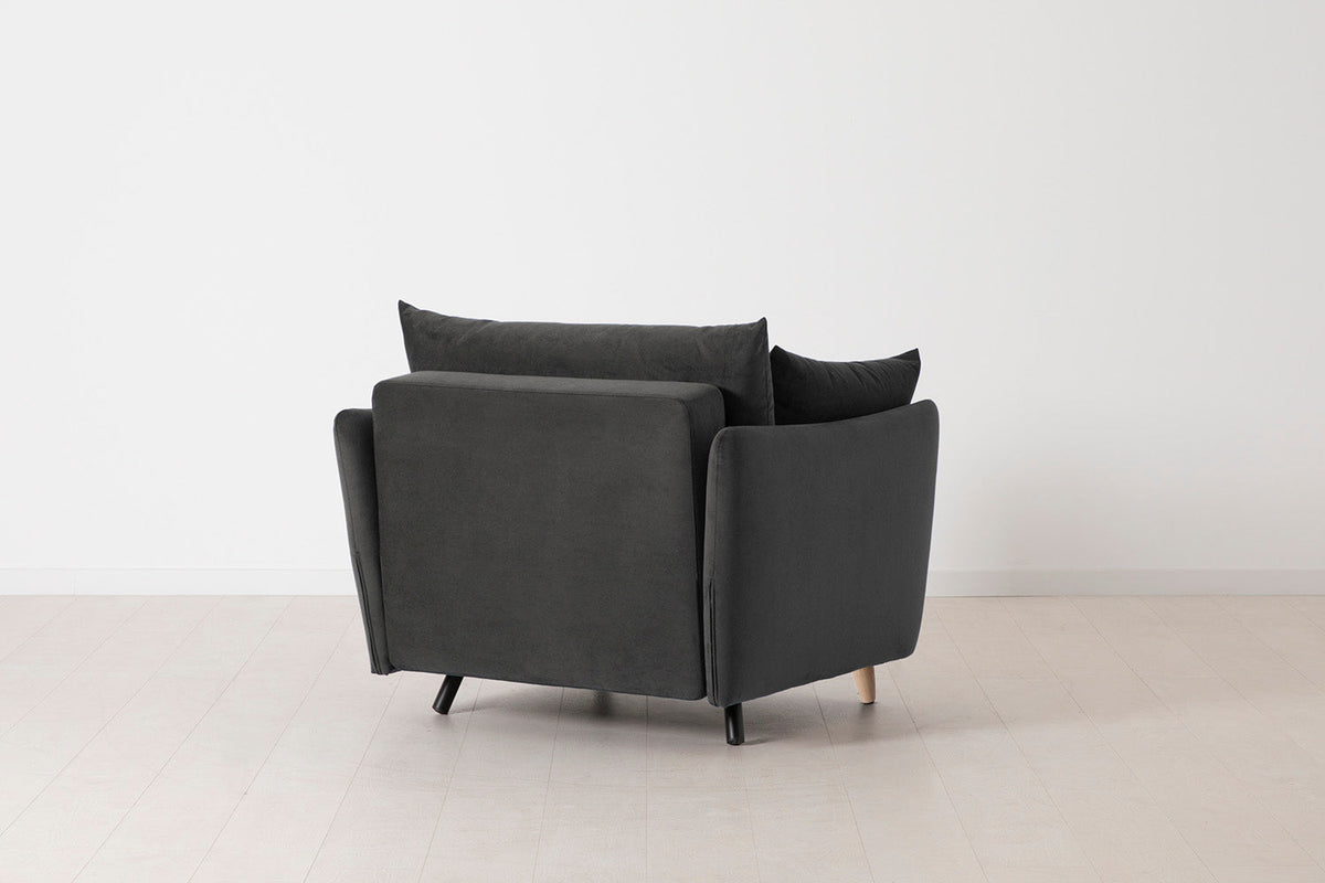 Model 08 Chair Bed Single Sofa Bed, Oak / Charcoal