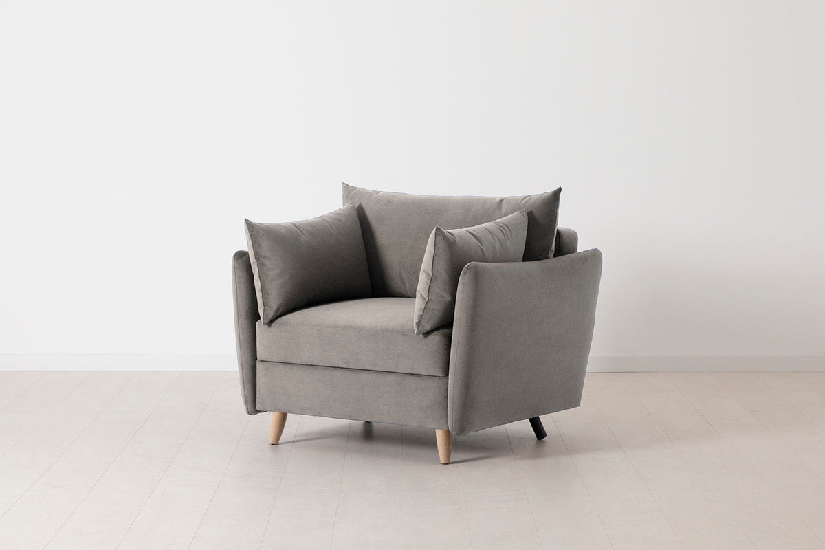 Model 08 Chair Bed Single Sofa Bed, Oak / Elephant