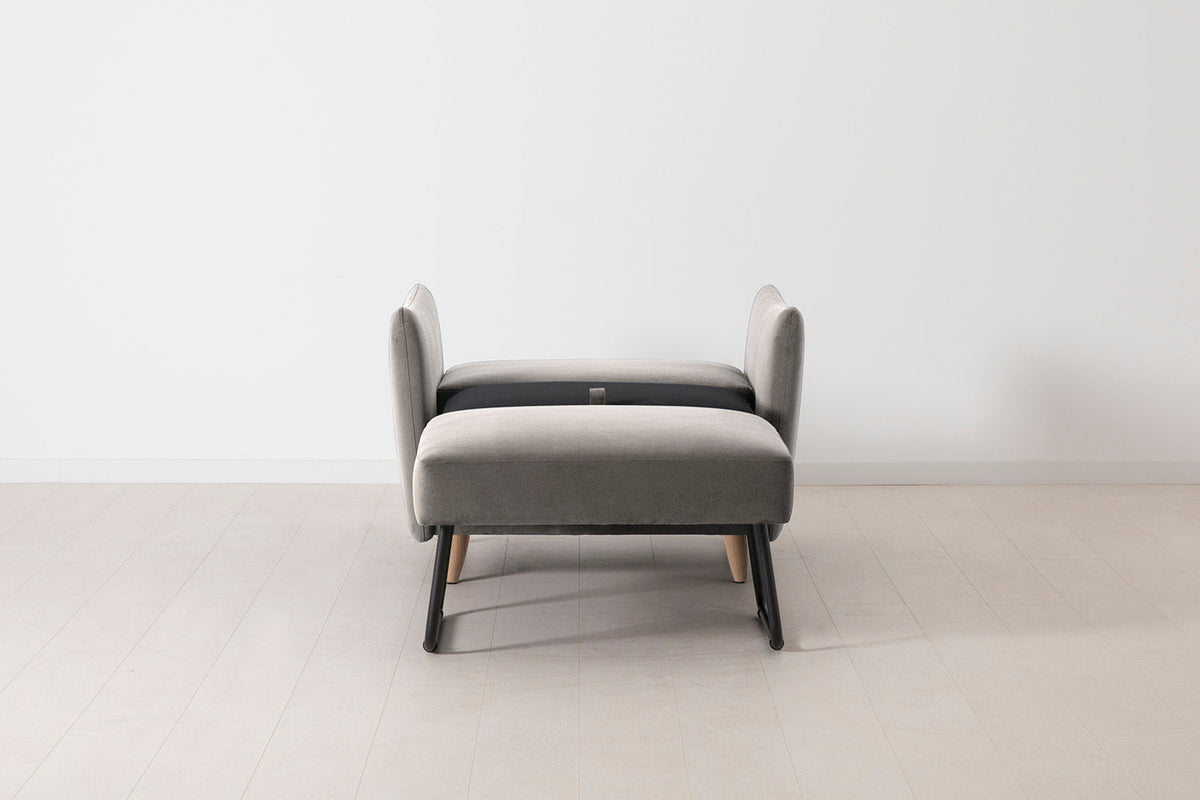 Model 08 Chair Bed Single Sofa Bed, Oak / Elephant
