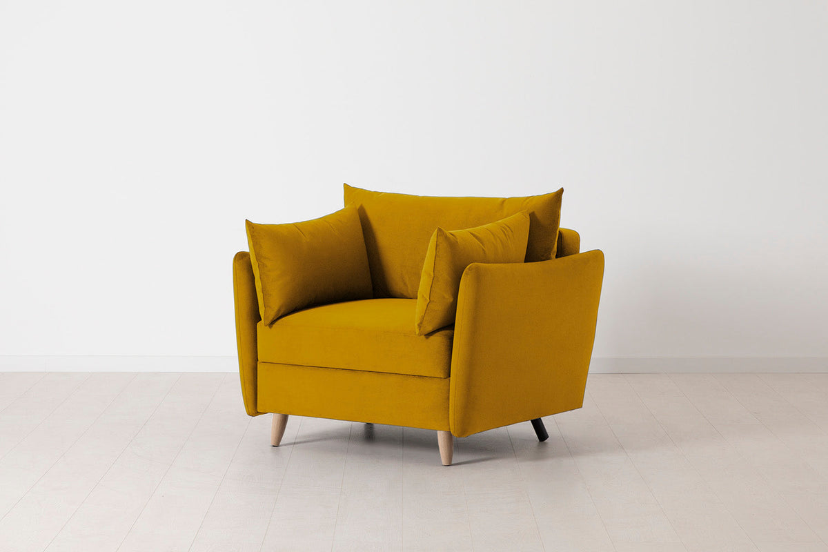 Model 08 Chair Bed Single Sofa Bed, Oak / Mustard