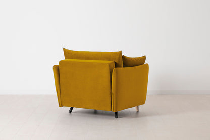 Model 08 Chair Bed Single Sofa Bed, Oak / Mustard