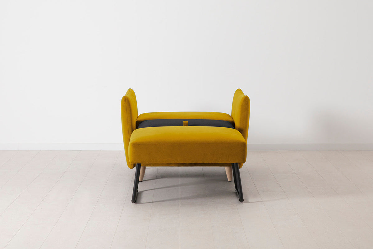 Model 08 Chair Bed Single Sofa Bed, Oak / Mustard