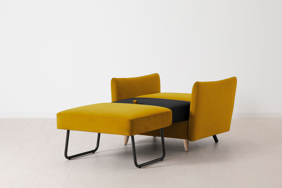 Model 08 Chair Bed Single Sofa Bed, Oak / Mustard