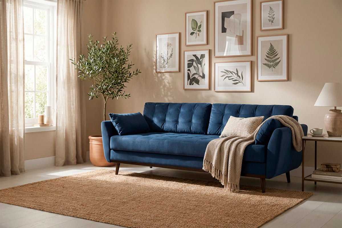 Model 10 Sofa Bed 3 Seater, Indigo