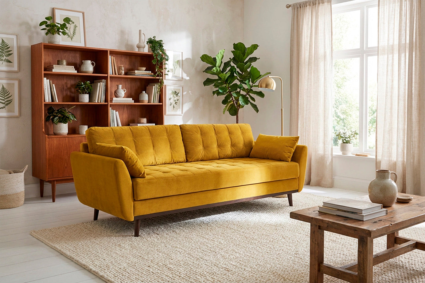Model 10 Sofa Bed 3 Seater, Mustard