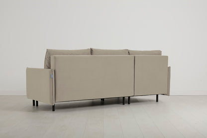 3-Seater Left Chaise Sofa Bed with Storage in cream velvet