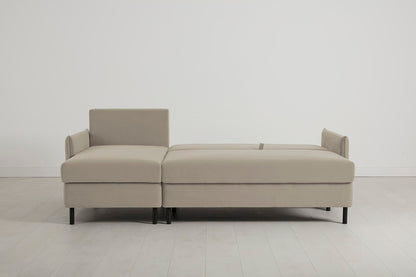 3-Seater Left Chaise Sofa Bed with Storage in cream velvet